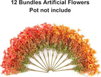 HyeFlora Artificial Fall Flowers Faux Mums for Outdoor Indoor Garden Home Decoration, Faux Flower Daisy with Eucalyptus Leaves Fake Mums Plants Greenery Boxwood Porch Patio, 12 Bundles