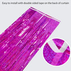 Valentine Backdrop Foil Fringe Curtains Party Decorations - Melsan 3 Pack 3.2 x 8.2 ft Tinsel Curtain Party Photo Backdrop for Birthday Party Baby Shower or Graduation Decorations Rose Red