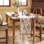 ISAENNE Designer Light Beige Linen Extra Long Table Runner 118 Inches,Vintage Floral Wrinkle Resistant Table Runners for Dining Tables,Christmas,Thanksgiving,Kitchen Tables,12"*118"-Helena A