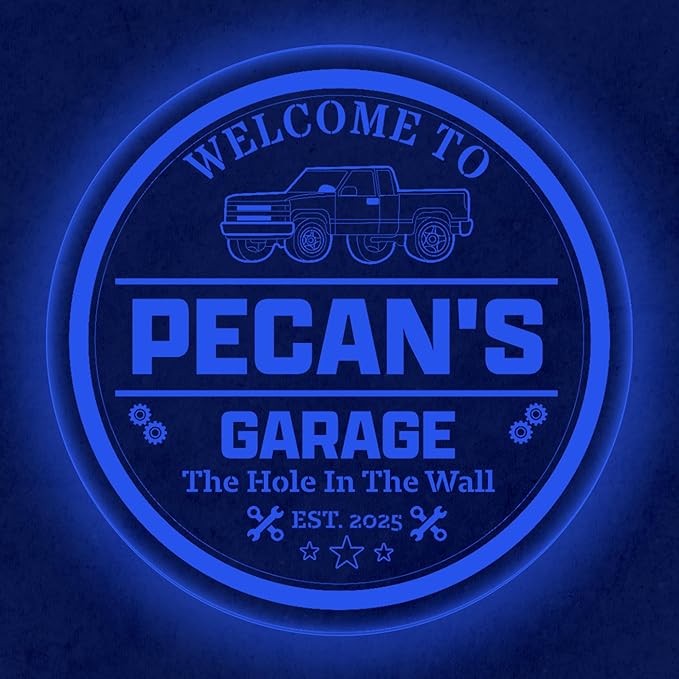 Custom Pickup Truck LED Sign – Personalized Color Changing Acrylic Wall Decor for Garage, Shop, or Man Cave (Garage 2, 16 INCHES)