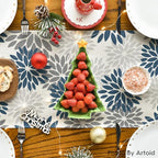 Artoid Mode Dahlia Aqua Floral Pinnata Flower Winter Table Runner, Seasonal Summer Holiday Kitchen Dining Table Decoration for Home Party Decor 13x36 Inch