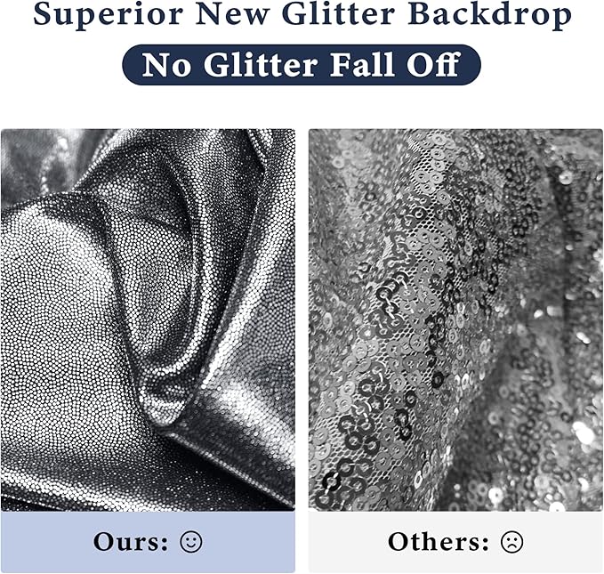 Outpain Thick 10 ft x 10 ft Black Silver Sequin Backdrop Curtain for Parties, Wrinkle Free Glitter Photo Backdrop Drapes 2 Panels 5x10ft Black Silver Back Drop Cloth for Wedding Photography Background