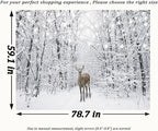 QGHOT Winter Tapestry Wall Hanging Snow Scene Backdrop Winter Wonderland Wall Decor Snowy Forest Wall Art Nature Woodland Deer Tapestry for Bedroom Room Dorm Party Decoration, Large