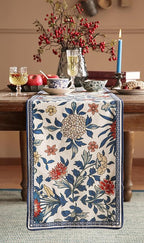 patdrea Designer Blue Cottage Rustic Floral Patterned Extra Long,Wrinkle Resistant Linen Table Runner 118 Inch Long,Decoration for Kitchen Dining and Coffee Tables Banquet Christmas , 12"x118"