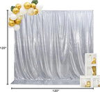 SquarePie Sequin Backdrop Curtain Background Opaque Non-Transparent Satin Sparkly for Wedding Party 10FT x 10FT Silver