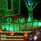 YEGUO 66ft 200 LED Green Halloween Lights Outdoor Waterproof, Green Wire Christmas String Lights Indoor, 8 Modes Twinkle Tree Lights Plug in with Timer Memory