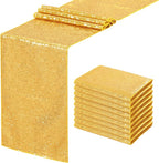Gold Table Runners 10 Pieces 12x72 Inch Glitter Dining Table Runner Sequin Table Cover Runners for Party Wedding Birthday Bridal Shower Decorations