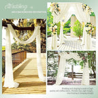 Wedding Arch Draping Fabric, 4 Panels 28" x20ft Ivory Wedding Arch Drapes, Sheer Chiffon Curtain Arbor Drapery Ceiling Drapes Sheer Backdrop Curtains for Wedding Ceremony Party Ceiling Decor