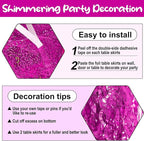 6Pack 29 x108 Inch Rose Red Wave Foil Fringe Table Skirts Metallic Banner for Tinsel Streamer Garland Backdrop for Parade Floats, Mother's Day, Easter, Graduate, Birthday, Wedding Party Decoration