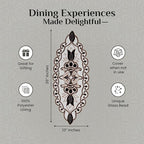 36" Decorative Beaded Table Runner - Handcrafted Floral Design with Durable Polyester Backing for Dining, Coffee Table & Special Occasions (Black White Brown) - CLEENTABLE