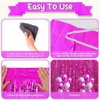 2 Pack Pink Foil Fringe Backdrop Curtains, Tinsel Streamers Birthday Party Decorations, Fringe Backdrop for Graduation, Baby Shower, Gender Reveal, Disco Party