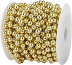 8mm Crafts Faux Pearl Beads Garland Pearl Bead Roll Strand of Pearls to Decorate Floral Centerpieces Wedding Party Favor Christmas Tree(33 Feet Gold)