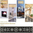 Ancient Abstract Pattern Table Runner, Tree of Life Eagle Dragon Boat Rudder Black and White Table Runner for Party Kitchen Dinner Cafe Bedroom Living Room Table Runner 13x120 Inch