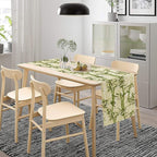 Bamboo Table Runner,Green Plant Leaf Pattern Table Cloth Kitchen Dining Table Home Party Decoration 13x72 Inch