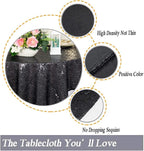 ShinyBeauty Sequin Tablecloth Square Black 54''x54'' - Glitter Table Overlay for Dinning, Party, Event Decoration - Birthday Table Cloth