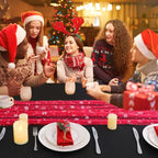 Snowkingdom Red Christmas Table Runner, Red and White Snowflakes Cheesecloth Table Runner, Chiffon Gauze Seasonal Winter Kitchen Dining Decorations for New Year Home Party Decor 120 Inch