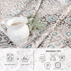 MYSKY HOME Rectangle Tablecloth 60x102 Inches -Linen Farmhouse Geometric Patterned Tablecloth Waterproof Decorative Washable Fabric Table Cloth for Kitchen Dining Moroccan Tablecloth，Grey