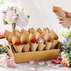 6 Set Wedding Confetti Cone Holder Box Each Includes 30 Pieces of Cone Papers and 30 Holes for 30 Confetti Cones Box Party Confetti Cone Kraft Stand Tray Box for Wedding Party Candy Flower