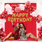 10 x 7 Feet Red Backdrop Curtain for Partie, Background Curtains for Photoshoot, Birthday, Wedding, Halloween, Thanksgiving, Christmas Day, New Year Party Decorations 5Ft x 7Ft, 2 Panels