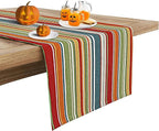 Ruvanti 100% Cotton Table Runner 48 Inches Long, Non-Slip, Stain Resistant, Washable & Reusable Table Runners Perfect for Wedding, Parties, Christmas, Holiday, in-Door use - Multi Stripe