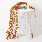 KHOYIME 5 Pack 40 FT Artificial Fall Flower Garland, Fake Orange Roses Vines Silk Flowers Faux Plastic Outdoor Hanging Floral Garland Autumn Decoration for Indoor Table Home Wall Backdrop Room Decor