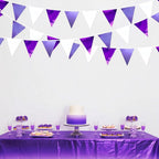 Purple and White Party Decorations Metallic Fabric Ombre Purple White Triangle Pennant Banner Flag Bunting for Graduation Birthday Engagement Wedding Bachelorette Lavender Lilac Violet Party Supplies