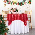 ShinyBeauty Red Table Cloths for Christmas 2 Packs, 72X72 Inch Sequin Tablecloths Square Shimmer Table Cloth Overlay Red Tablecloth for Wedding, Birthday Tables