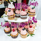 Ephlyn 30Pcs Bride to be Cupcake Toppers Glitter Wedding Cake Topper Decorations I Do Love Heart Ring Cupcake Picks for Bridal Shower Wedding Engagement Party Supplies Purple