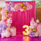 10x10ft Shimmer Hot Pink Sequin Backdrop Curtain for Parties, Thick Wrinkle Free Glitter Fuchsia Photo Backdrop Drapes Curtains for Birthday Wedding Halloween Photography Background-2 Panels 5x10ft