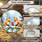 Christmas Round Fox Metal Tin Sign - Red Bird Winter Vintage Sign for Home & Outdoor Decorations - 8 * 8 in