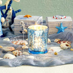 Homemory 24 Pcs Blue Votive Candle Holders, Mercury Glass Candle Holder, Tealight Candle Holders for Table Centerpieces, Baby Shower, Party, Anniversary, Wedding, Home Decor, Halloween, Christmas