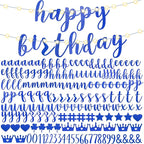 TaoBary 167 Pcs DIY Banner Kit Happy Birthday Glitter Banner Customizable Glitter Make Your Own Kit 162 Letters Symbols and Numbers 3 Rope for Birthday Halloween Wedding Christmas(Royal Blue)