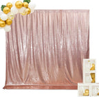 SquarePie Sequin Backdrop Curtain Not See Through Background for Wedding Party 7FT x 7FT Rose Gold