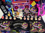 90s Party Decorations 80's 90's Theme Party Bundle includes Inflatable Gitar&Mobile Phone, Back To The 90's Banner, Tablecloth, Cake Toppers, Plates, Napkins, Hip-Hop Backdrop
