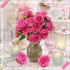 8 Bundles Artificial Peonies Flowers Boho Faux Flowers Arrangements Artificial Centerpiece Spring Bouquet Floral Wedding Decoration for Vase (Hot Pink)