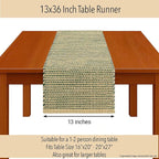 Chardin home Natural Jute Table Runner 13x36 Inch – Vintage Boho Rustic Table Decor – Handwoven Table Runner in Natural Jute and Green – Farmhouse Dining or Console Table Accent
