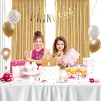 Gold Curtains Backrop for Wedding Parties: 3ftx8ft Gold Sequin Photo Backdrop Drapes for Baby Shower Photography Background - 2 Packs