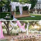 PartyVillage 20ft×15ft White Backdrop Curtain for Wedding Parties, 4 Panels Wrinkle Free 15 FT Long Polyester Photo Backdrop Drapes Back Drop Cloth for Birthday Photography Background