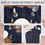 12 Pack Navy Blue Cheesecloth Table Runner 20 x 120 inch Gauze 10FT Semi Sheer Boho Fabric Cheese Cloth Table Runner for Wedding Party Birthday Baby Bridal Shower