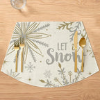 Artoid Mode Christmas Snowflakes Wedge Shape Placemats for Round Table Set of 4, Let it Snow Winter Winter Seasonal Kitchen Dining Table Decoration for Indoor Party Home