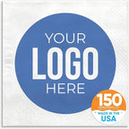 Big Dot of Happiness Custom Logo Party Napkins, Personalized Corporate Branded Business Decor, Your Logo Here White 3-Ply Paper Luncheon Napkins - 150 Count