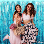 4 Pack Fringe Curtain Backdrop, 3.2Ft x 6.6Ft Blue Metallic Tinsel Foil Fringe Streamers Background for Photo Booth Birthday Wedding Baby Shower Easter Pool Ocean Underwater Party Decorations