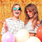 6 Pack Orange Foil Fringe Curtain Backdrop, 3.28Ft x 8.2Ft Metallic Tinsel Foil Fringe Streamer Curtains for Photo Booth, Birthday, Wedding, New Year Party Decorations