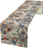 Boho Floral Table Runner,Vintage Flowers Tropical Plants Country Style Table Cloth Kitchen Dining Table Home Party Decoration 13x90 Inch