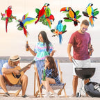6Pieces Tropical Birds Honeycomb Parrot Paper Cutouts Decorations, Hawaiian Party Hanging Parrot Decorations for Luau Summer Rainforest Party Indoor Outdoor