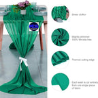 MDS 2 Pack 14ft Chiffon Table Runner 29 x 170 Inches Sheer Wedding Runner Romantic Rustic Table Runner for Wedding Decorations, Birthday Parties, Bridal Shower Party Arch Decor - Emerald Green