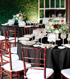 10 Packs Satin Tablecloth 120 Inch Black Round Table Cloth Silk Tablecloth Smooth Fabric Overlay Satin Table Cover Decoration for Wedding Party Banquet Events