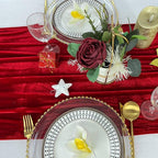 Luxurious Velvet Table Runner, 10ft Wedding Reception Decorations, 20x120inch Soft Velvet Fabric, Table Linen Overlay, Wedding Table Runners (Red, 20X120inch)
