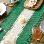 Artoid Mode Dark Green Farmhouse Rustic Table Runner, Seasonal Hollow Kitchen Dining Table Decoration for Home Party Decor 12x60 Inch