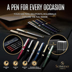 Scriveiner Black Green Fountain Pen - Stunning Luxury Pen with Chrome Finish, Schmidt Nib (Medium), Best Pen Gift Set for Men & Women, Professional, Executive, Office, Nice Pens